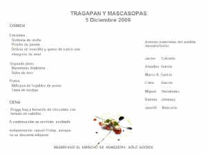 Menú de la quinta jornada